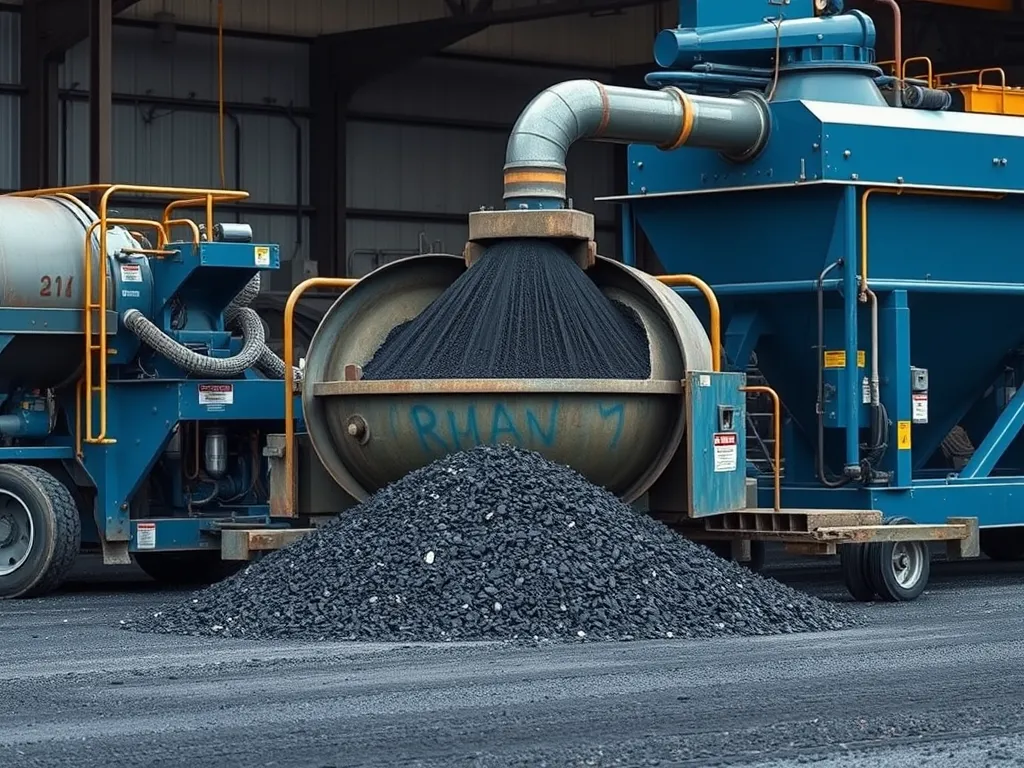 Reclaimed Asphalt Pavement (RAP) being processed for asphalt mixes