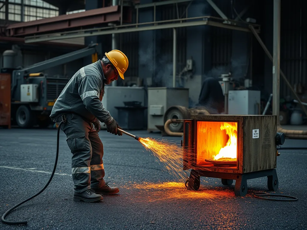 Worker adding reclaimed asphalt pavement to the asphalt mix process