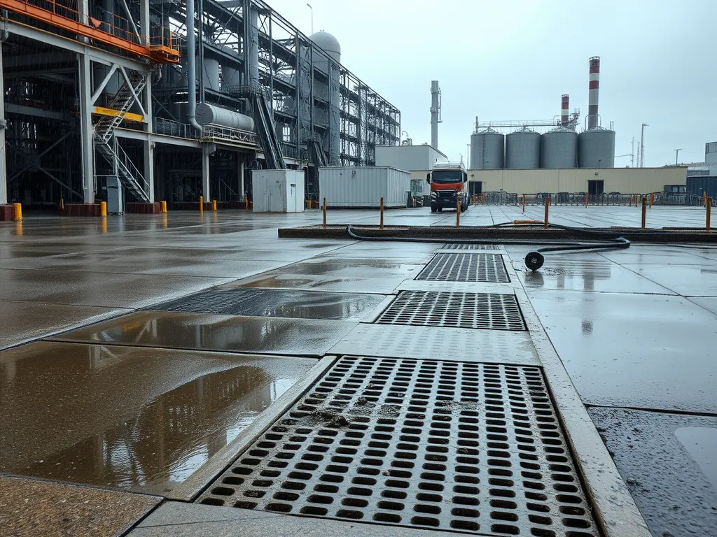 Industrial site with asphalt surfaces used for different applications in asphalt types for industrial applications.