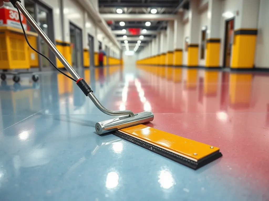 Floor maintenance equipment on industrial asphalt flooring for optimal durability.