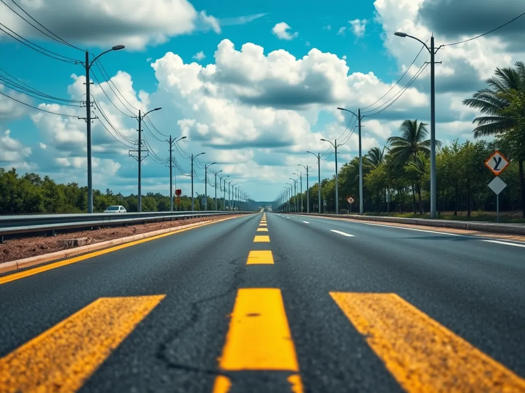 A newly paved road showcasing advanced asphalt pouring technology.