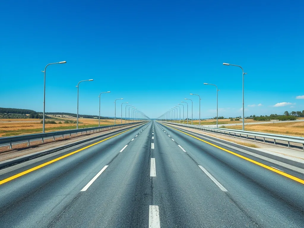 A wide view of a smooth, well-maintained asphalt road showcasing durability, enhanced by innovative additives.