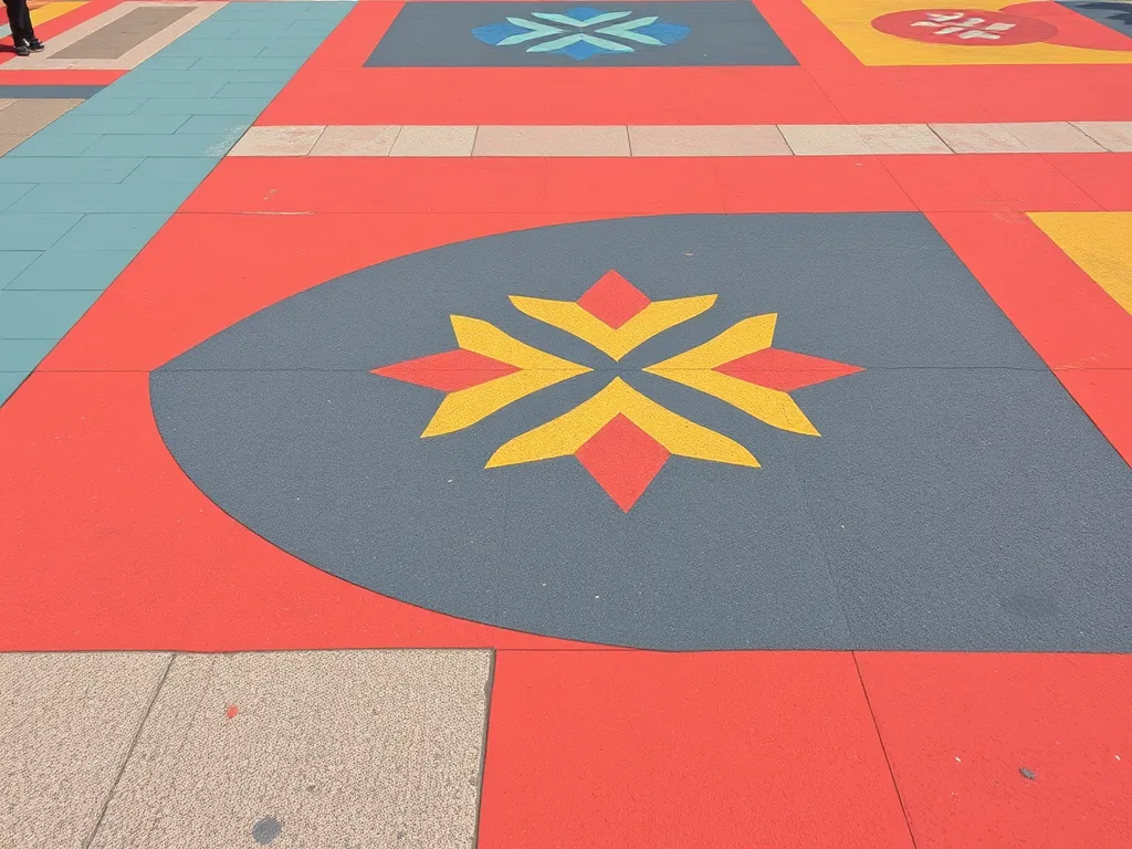 Colorful innovative asphalt applications with geometric patterns for urban design