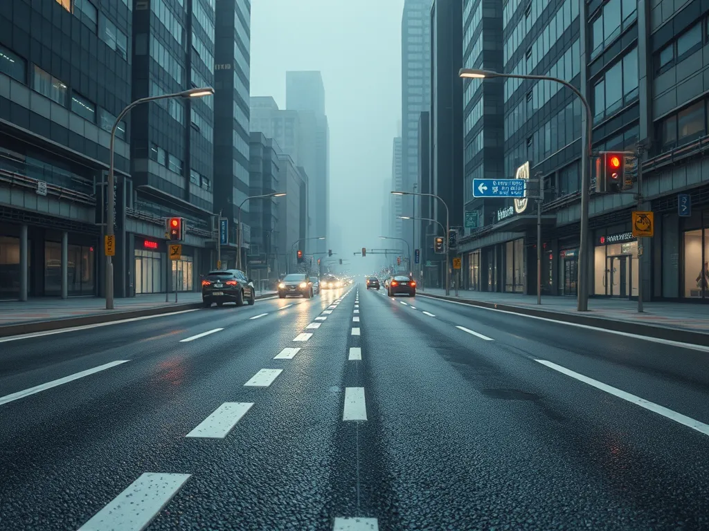 Urban street showcasing innovative asphalt applications in city environments