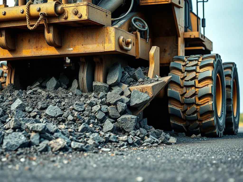 Excavation equipment removing asphalt aggregate