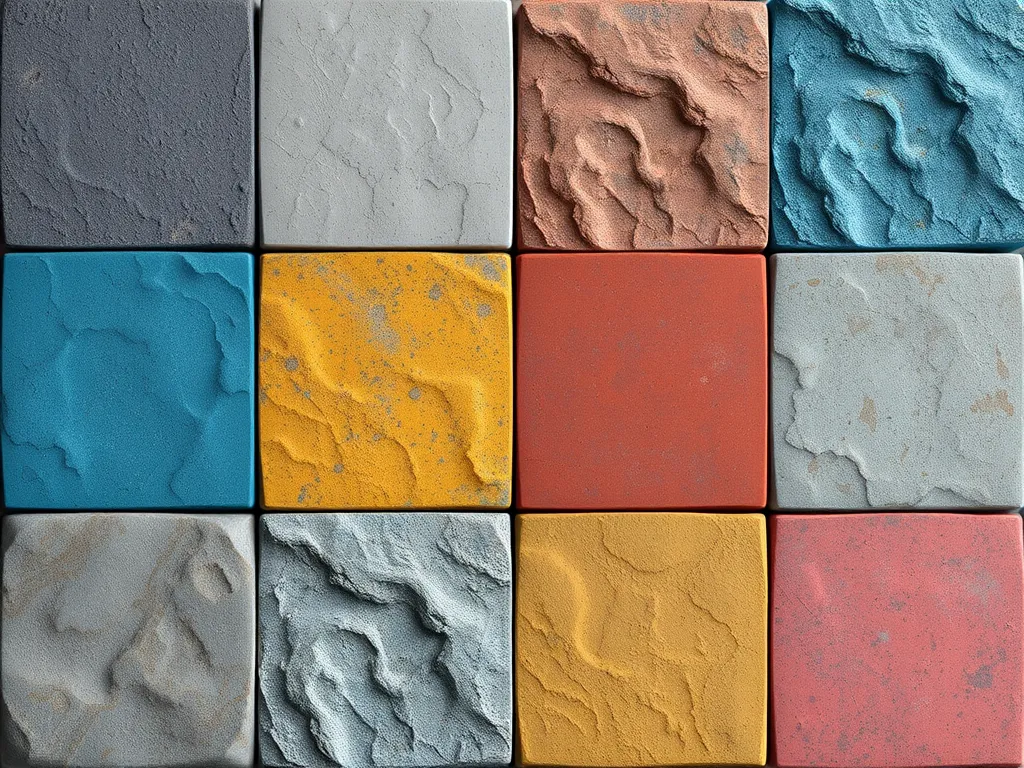 Variety of innovative concrete mixes showcasing durability and texture.