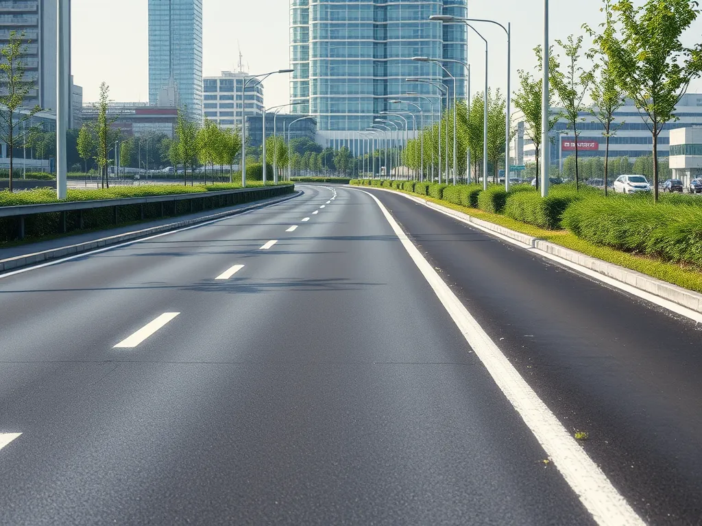 View of a quiet pavement road emphasizing investment in noise-reduction technology