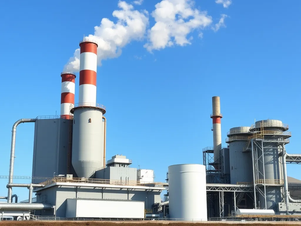 Industrial facility with smokestacks related to asphalt production, highlighting potential toxicity issues.