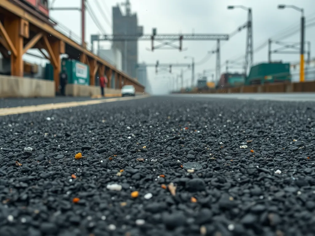 Close-up view of asphalt pavement, exploring if asphalt is toxic.