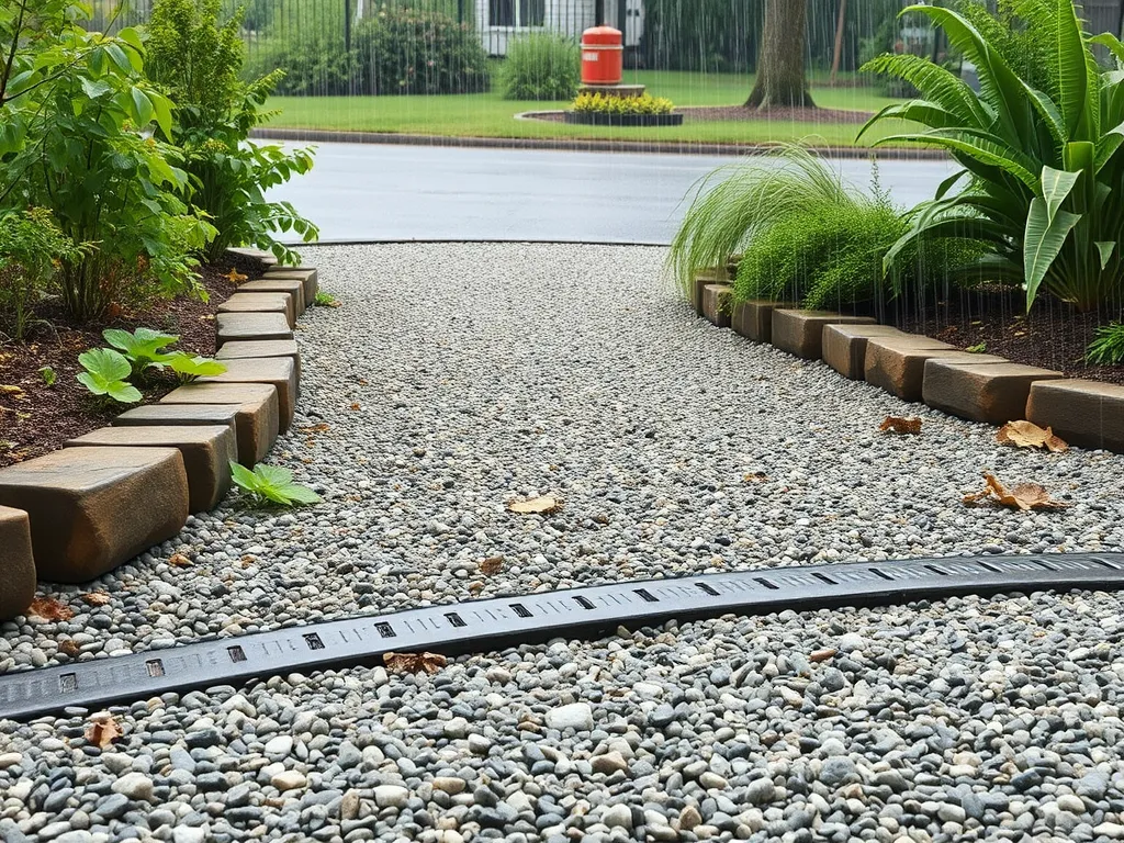 Diagram of laying an asphalt driveway with a gravel base and edging.