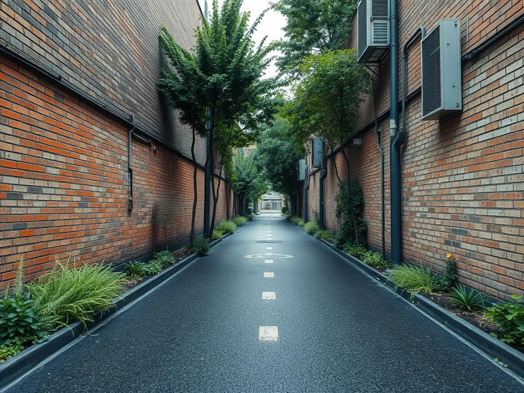 A modern urban pathway made of asphalt, showcasing its role in urban development and infrastructure.