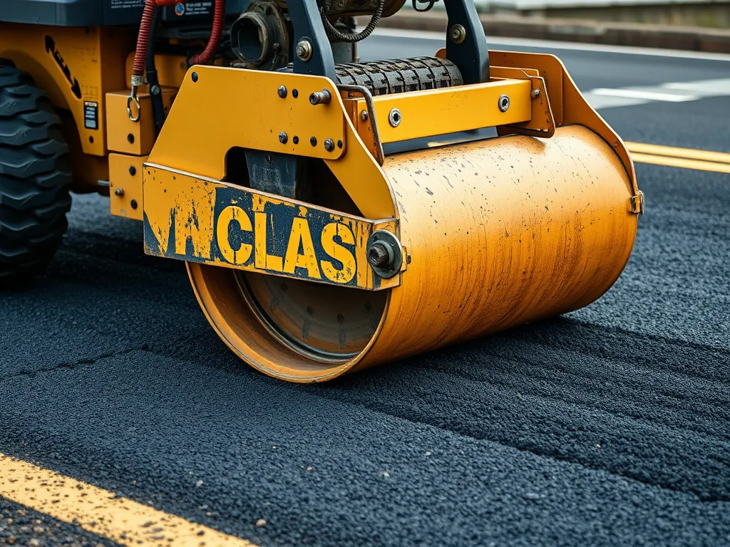 Heavy-duty roller used for leveling asphalt driveways.