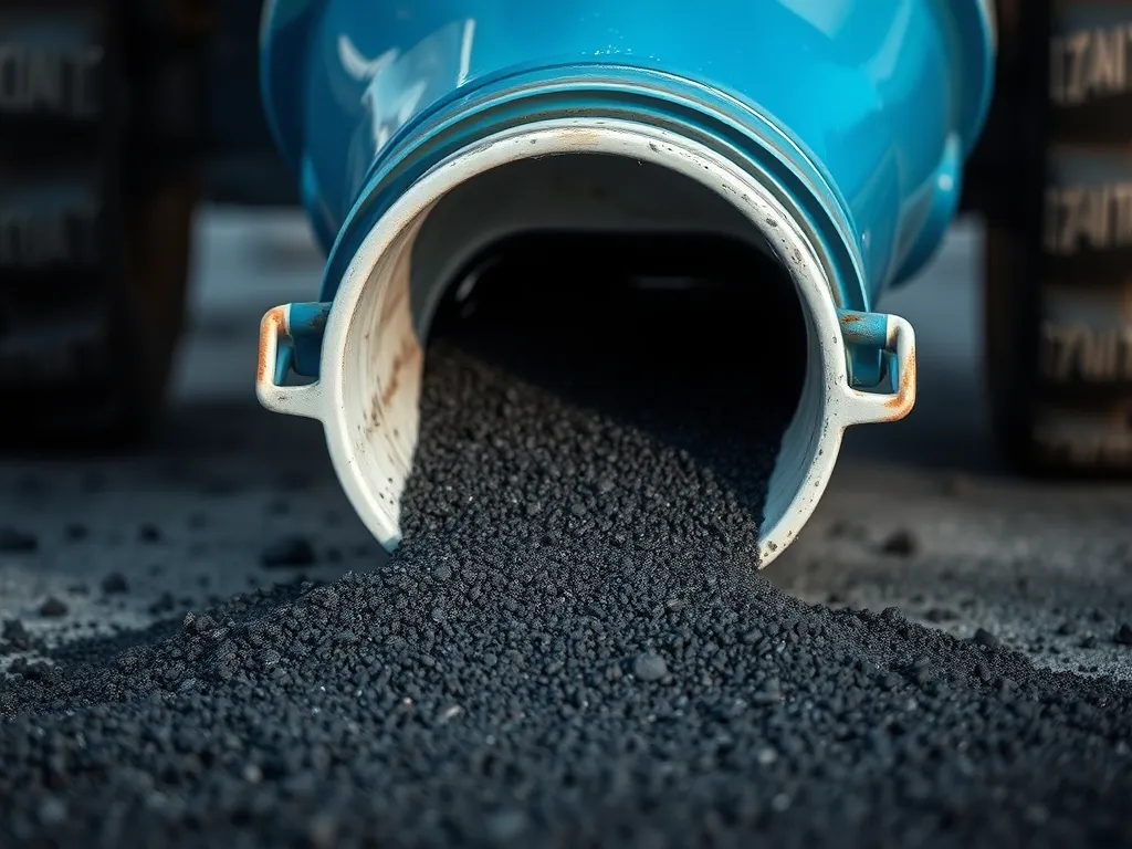 A bucket pouring liquid asphalt on a surface, illustrating the application process of liquid asphalt.