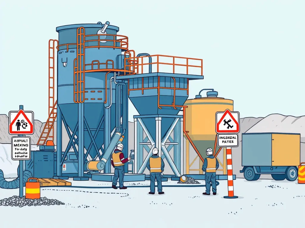 Asphalt mixing plant illustrating local regulations and compliance measures.