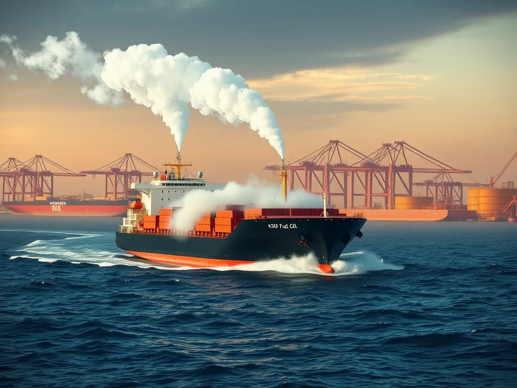 A container ship transporting imported aggregates for asphalt production.