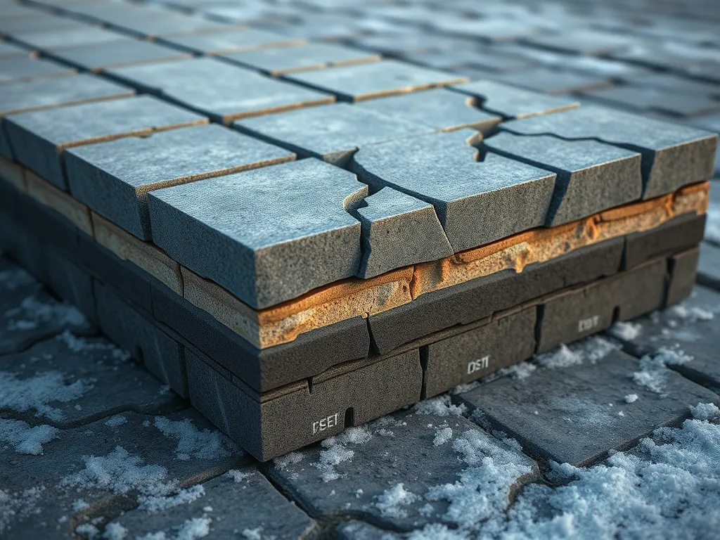 Image depicting low temperature asphalt cracking with visible fissures in the surface.