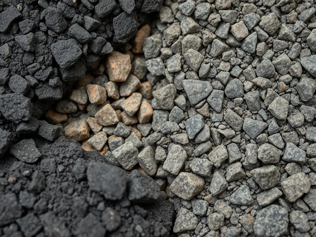 Close-up of aggregate samples for Marshall test results analysis