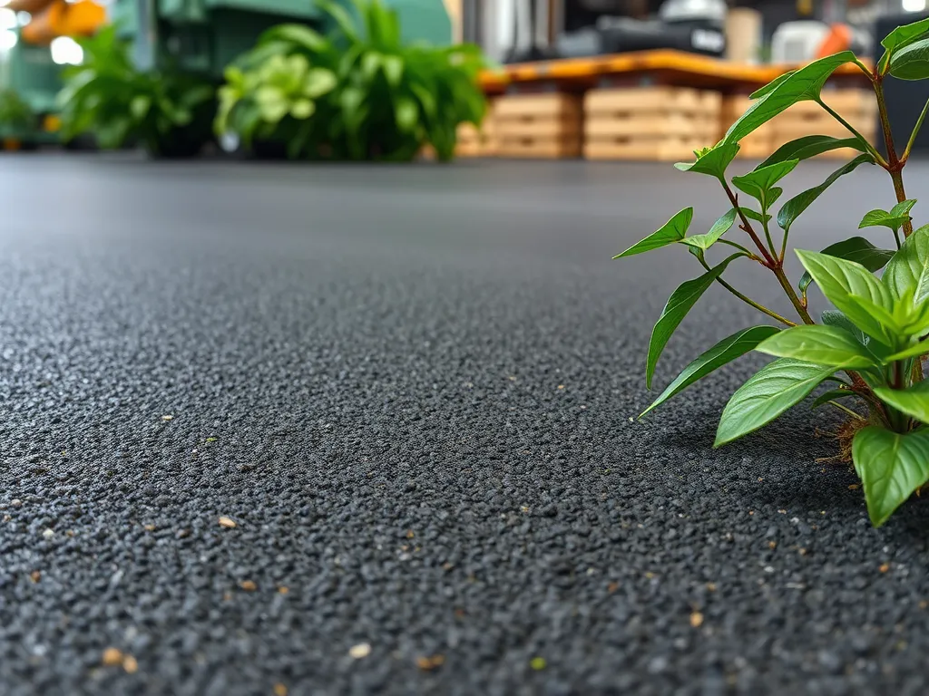 Close-up of a Mastic Asphalt Flooring surface with greenery.