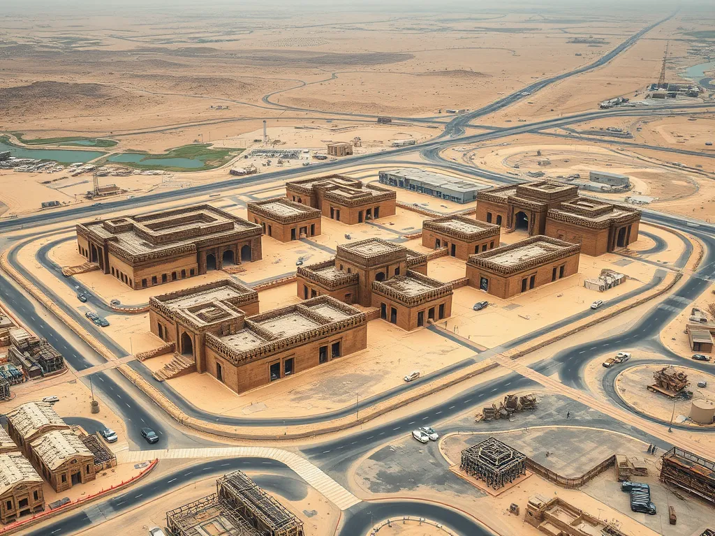 Overview of ancient Mesopotamian structures showcasing the use of asphalt in construction