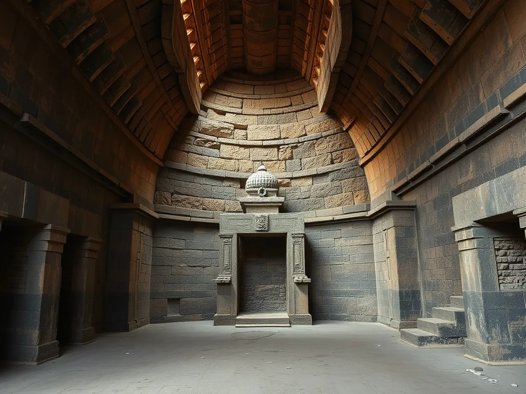 Interior view of a historic Mesopotamian structure showcasing asphalt use in construction.