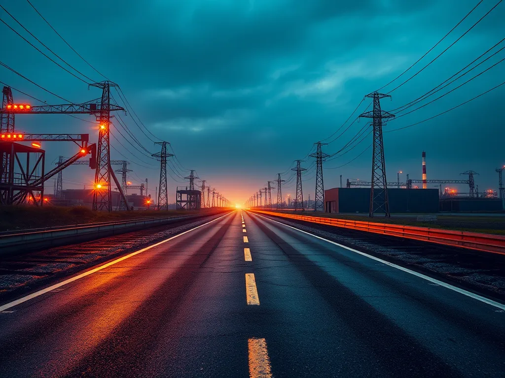 Image depicting a road lined with power lines, illustrating the concept of Modifier Dispersion.