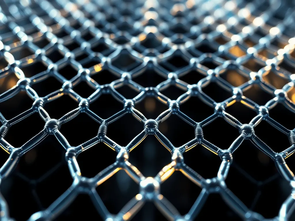 Close-up view of a hexagonal mesh structure illustrating modifier dispersion in materials.