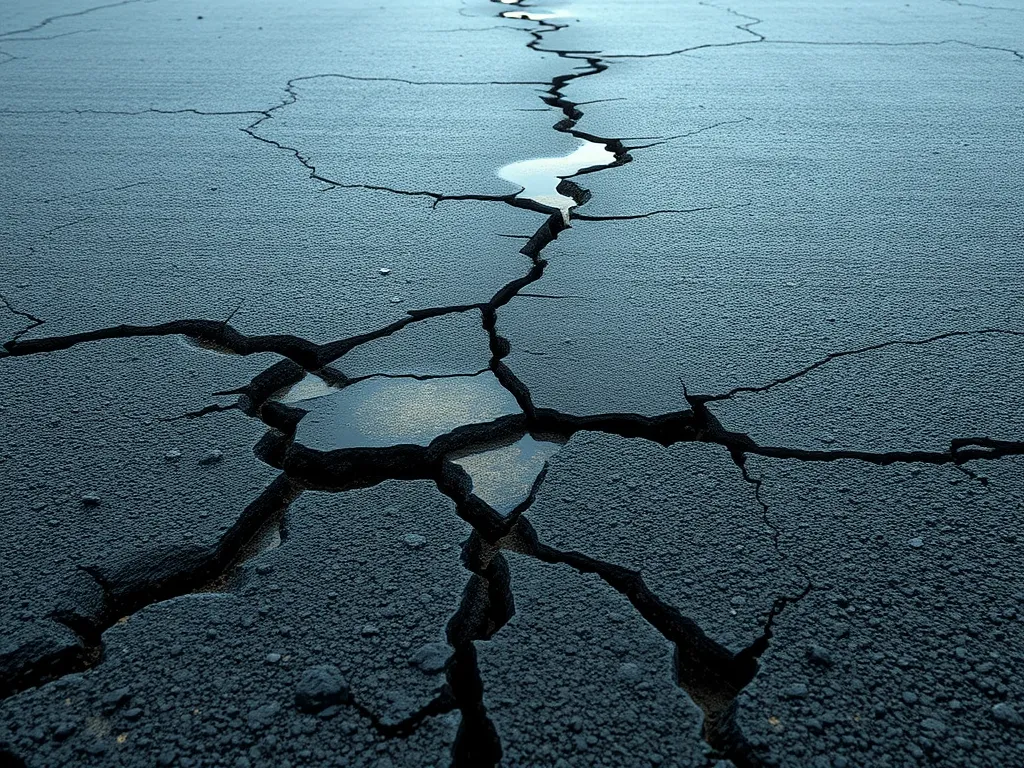 Cracked asphalt showing the effects of inadequate moisture control in asphalt subgrades