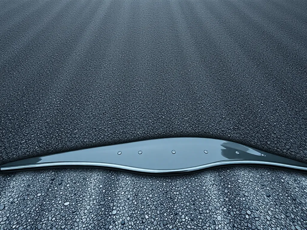 Close-up view of moisture-resistant asphalt surface demonstrating water repellent properties.