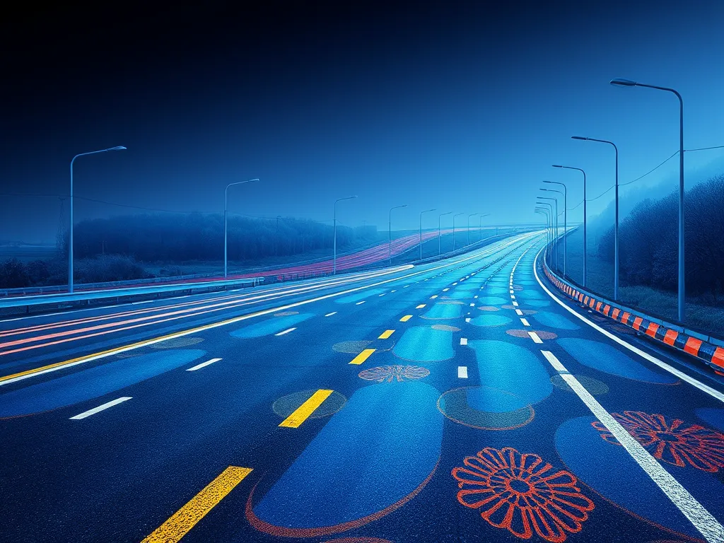 Road showcasing advanced nanomaterials improving asphalt performance