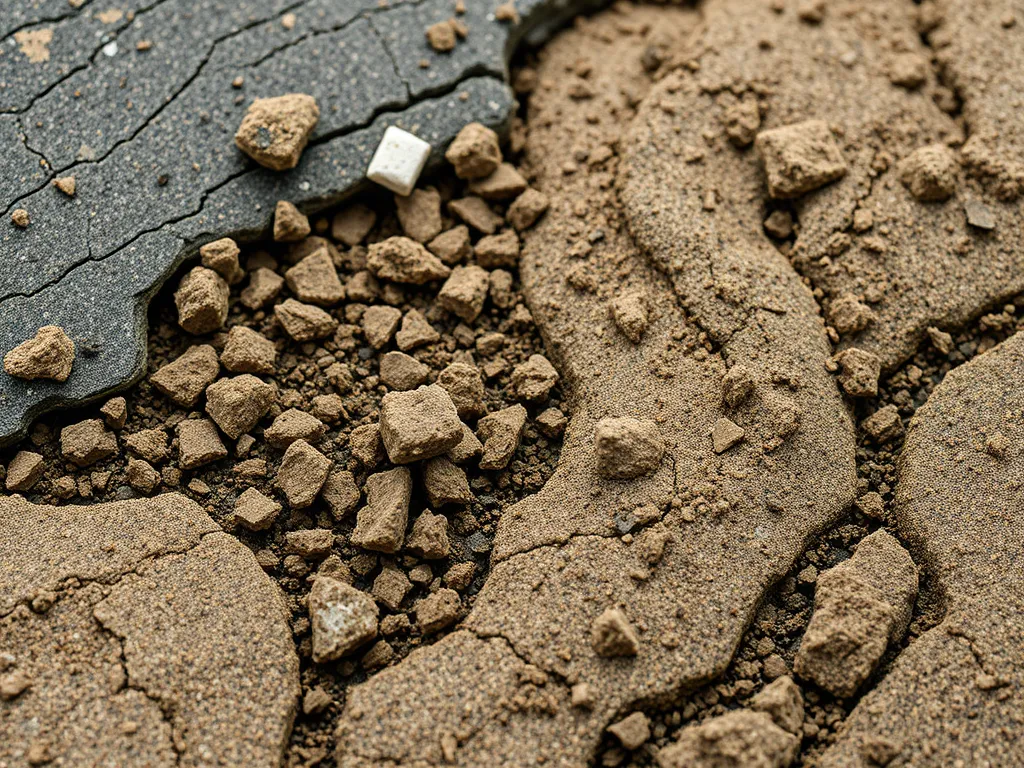 Close-up view of advanced asphalt showing nanotechnology-enhanced materials.