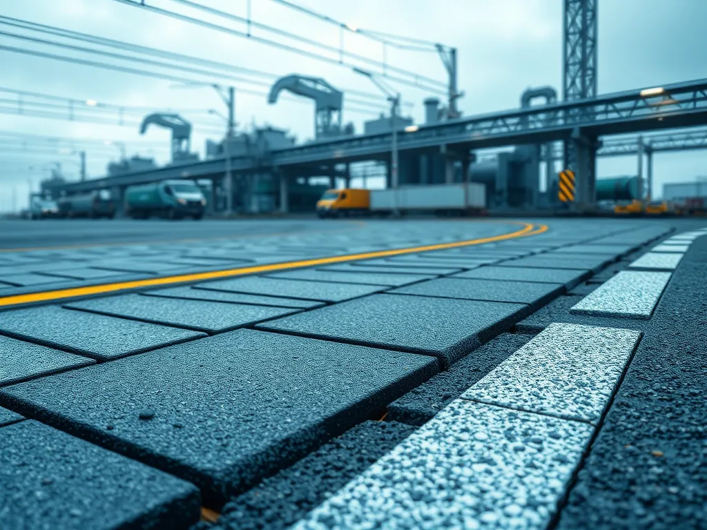 Innovative asphalt pavement featuring nanotechnology enhancements for improved durability and performance.