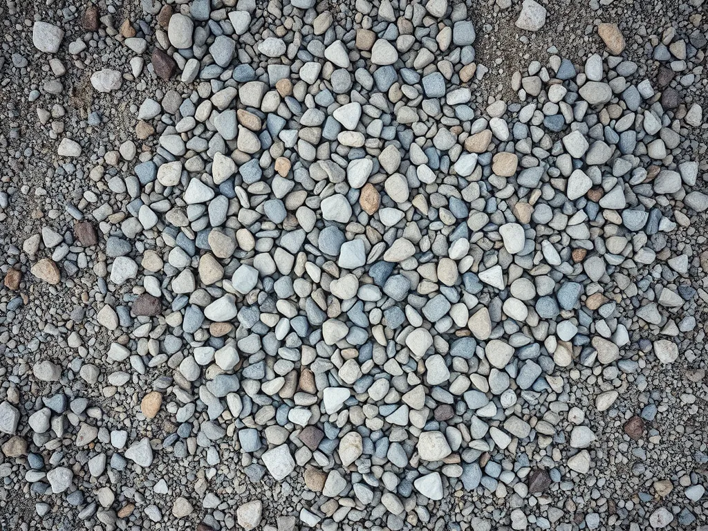 A close-up view of various natural aggregates used in asphalt construction.