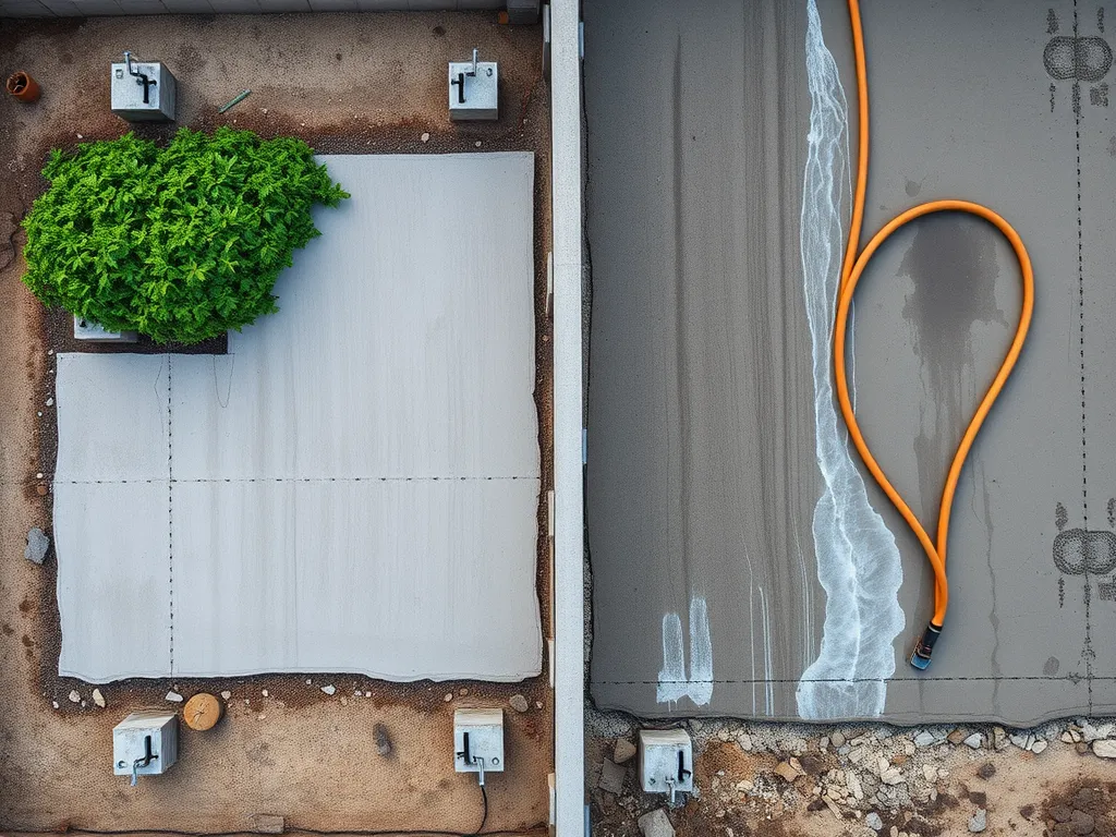 Comparison of natural and water curing methods showcasing different curing techniques.