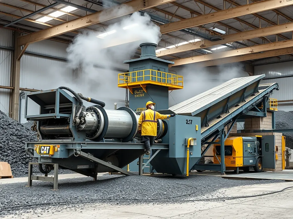 Recycling plant processing natural and recycled aggregates for construction use