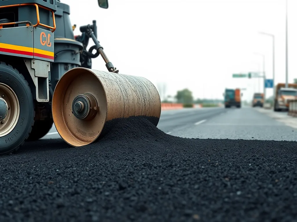 Asphalt roller in action to optimize asphalt density for enhanced performance.