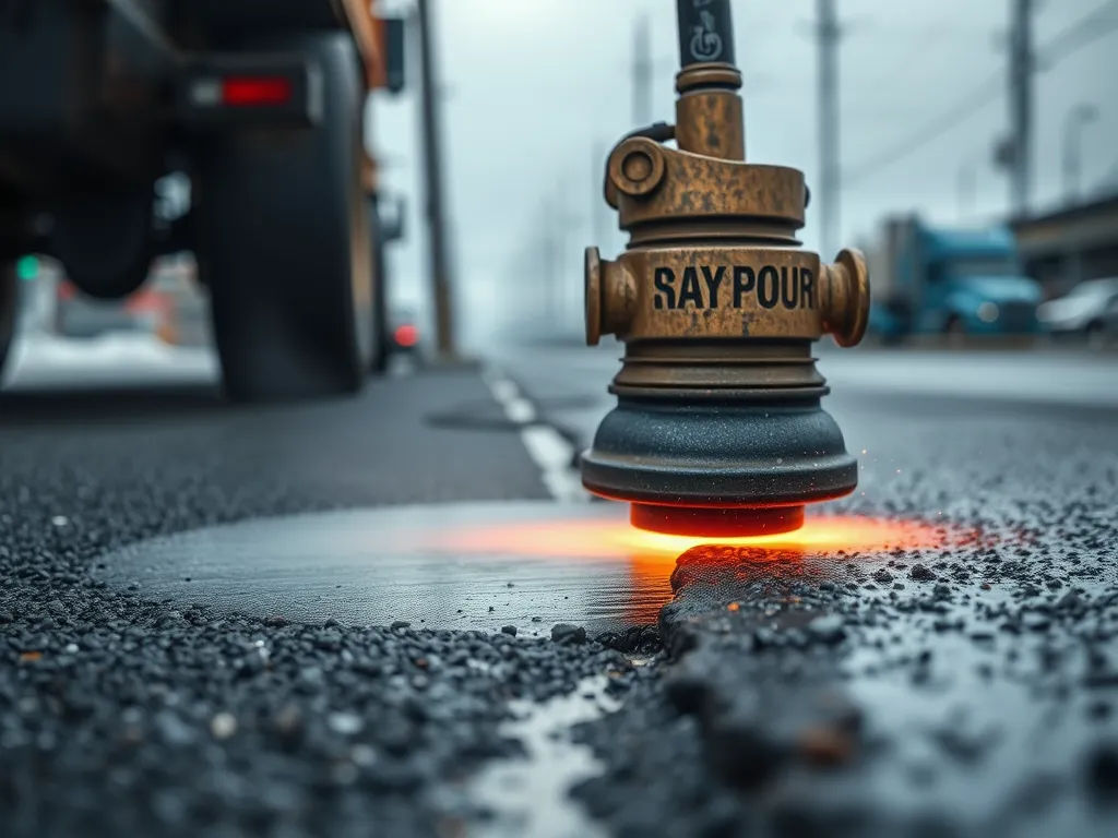 Repairing oxidized asphalt surface with a specialized torch for better durability.