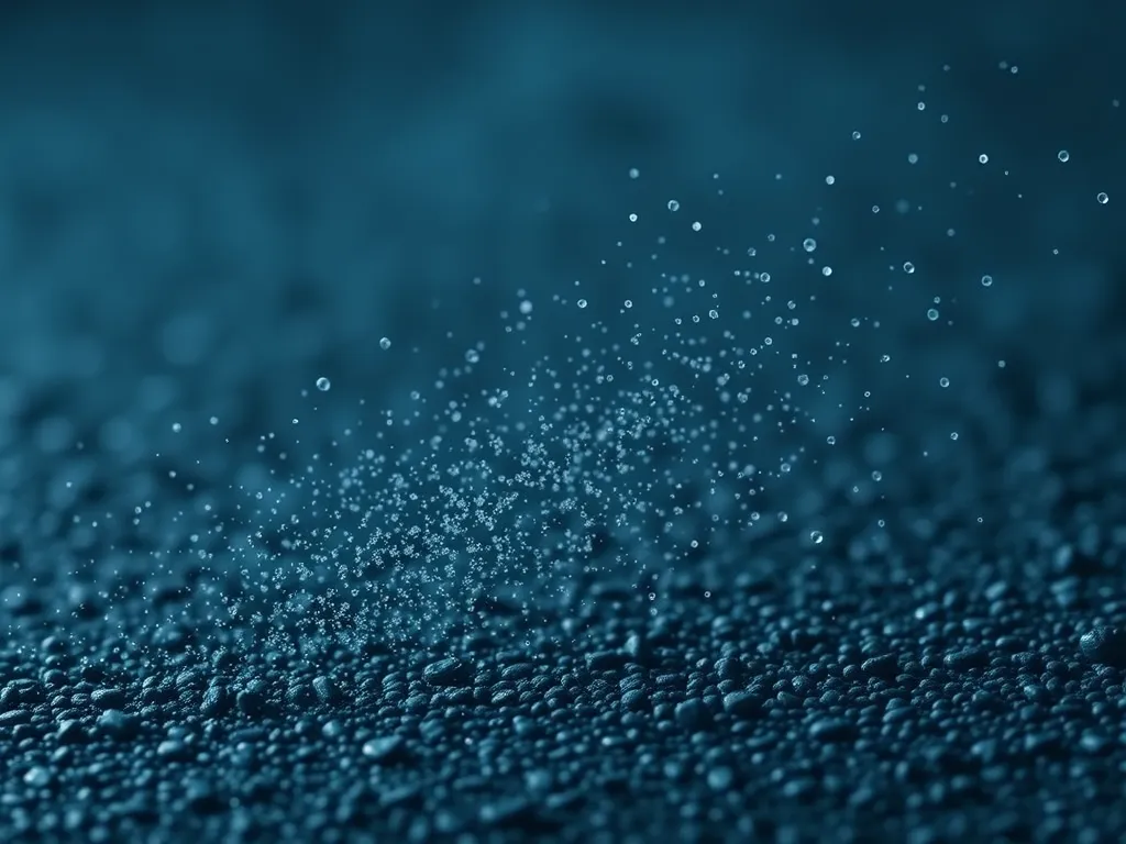 Close-up of particulate matter droplets related to asphalt use