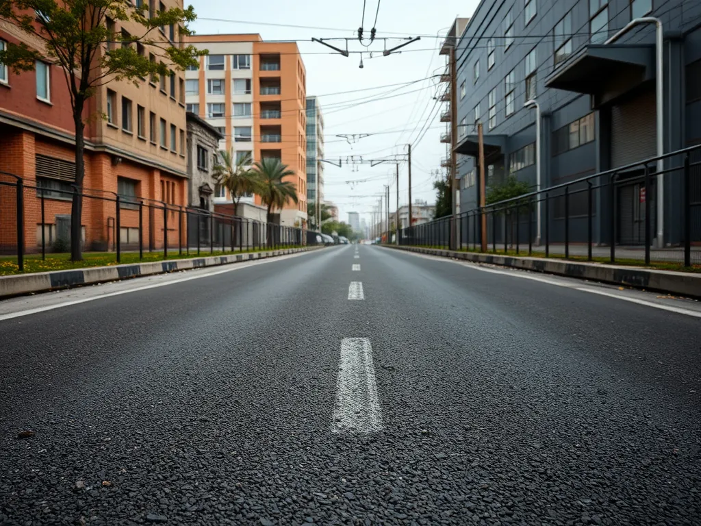 Close-up view of road pavement texture impacting vehicular noise levels