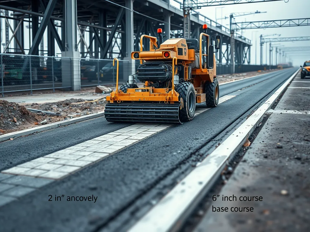 Paver machine working on a construction site for road projects