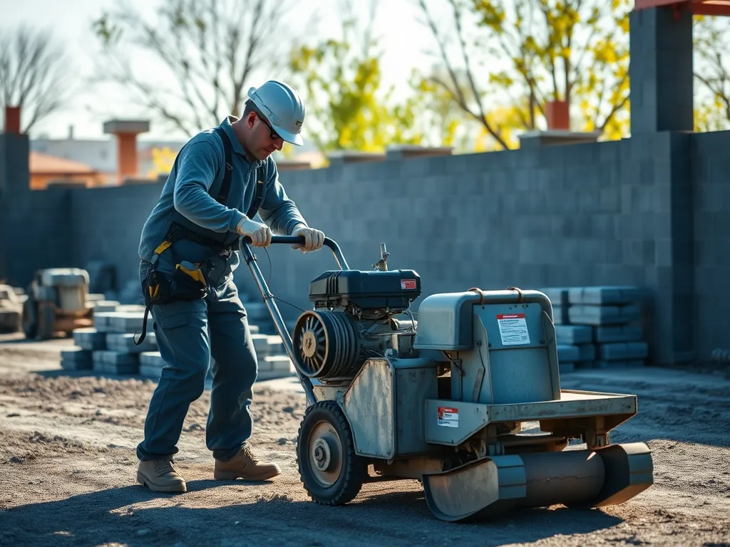 Operator using a paver machine on a construction site for paving project