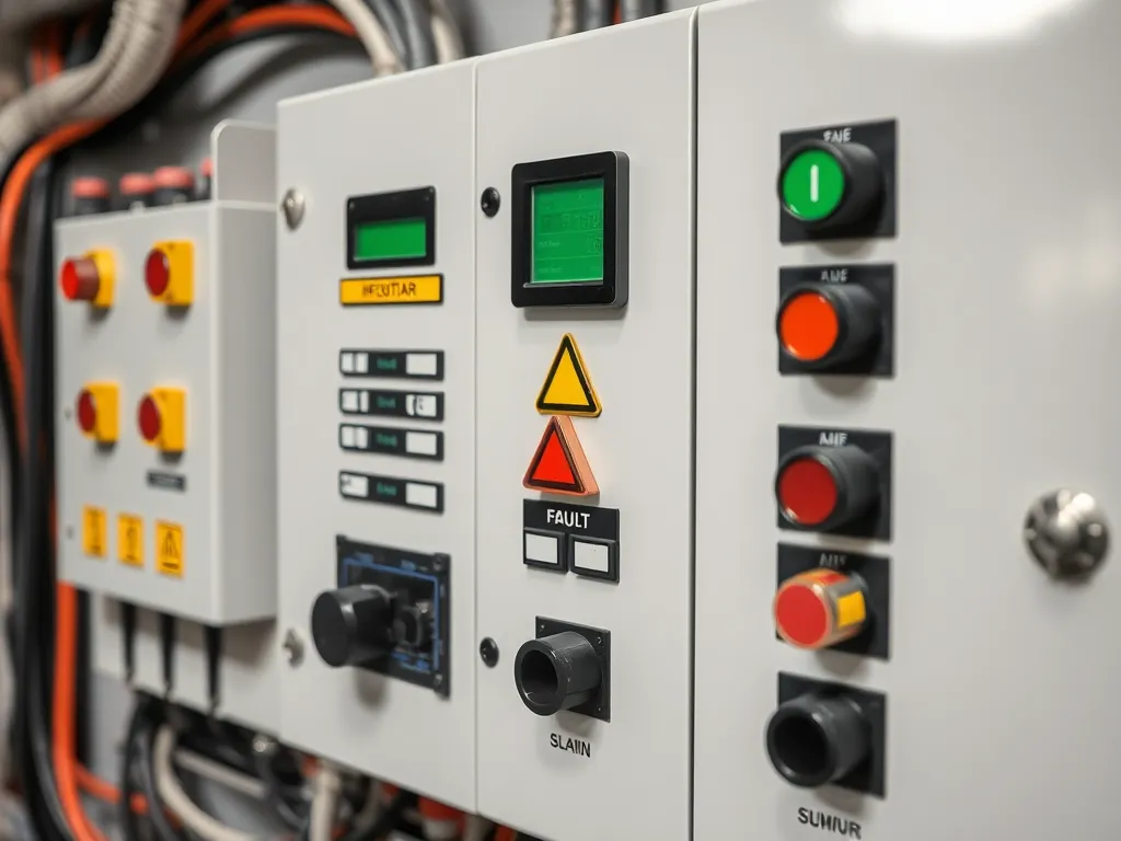 Control panel of a paver machine showing fault indicators and operational controls for troubleshooting