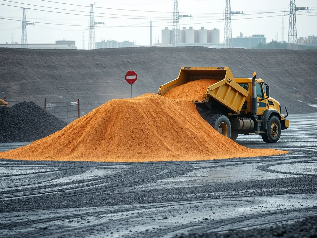 Paver machine on construction site during emergency, showcasing material handling.