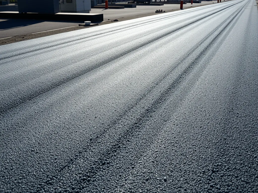A close-up view of a polymer-modified mastic asphalt surface showing texture and finish, relevant to asphalt applications.
