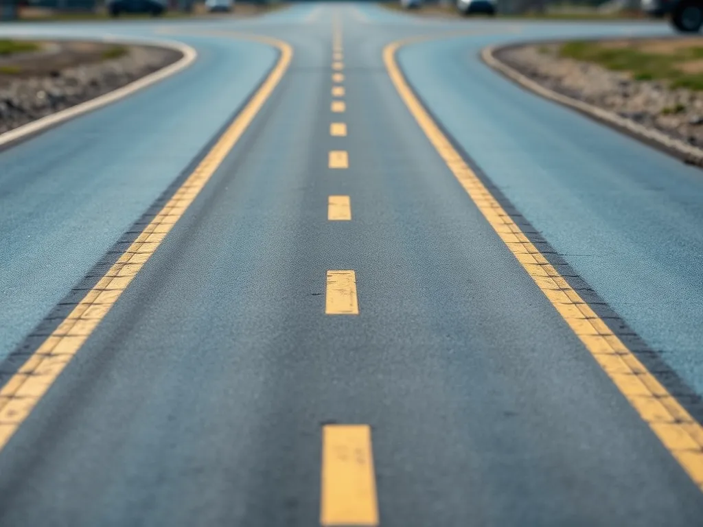 Close-up view of a road surface showcasing the durability of polymer-modified asphalt.