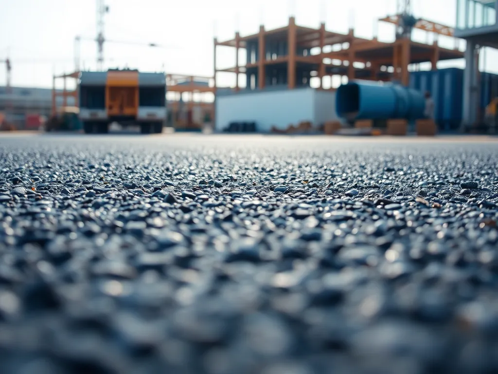 Close-up view of polymer modified asphalt showing its texture and durability.