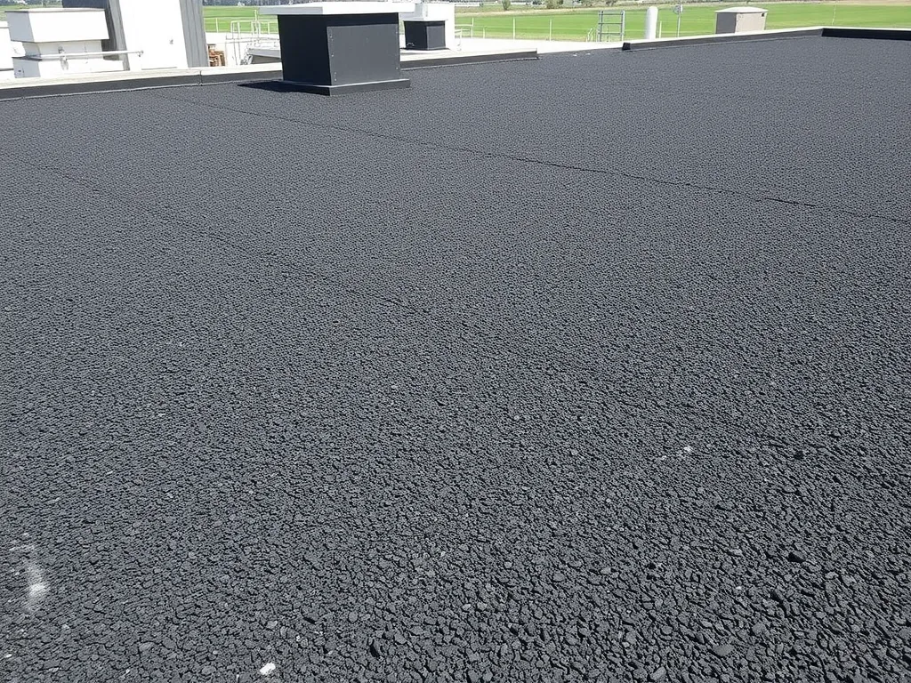A flat roof covered with polymer-modified mastic asphalt for enhanced durability and performance.