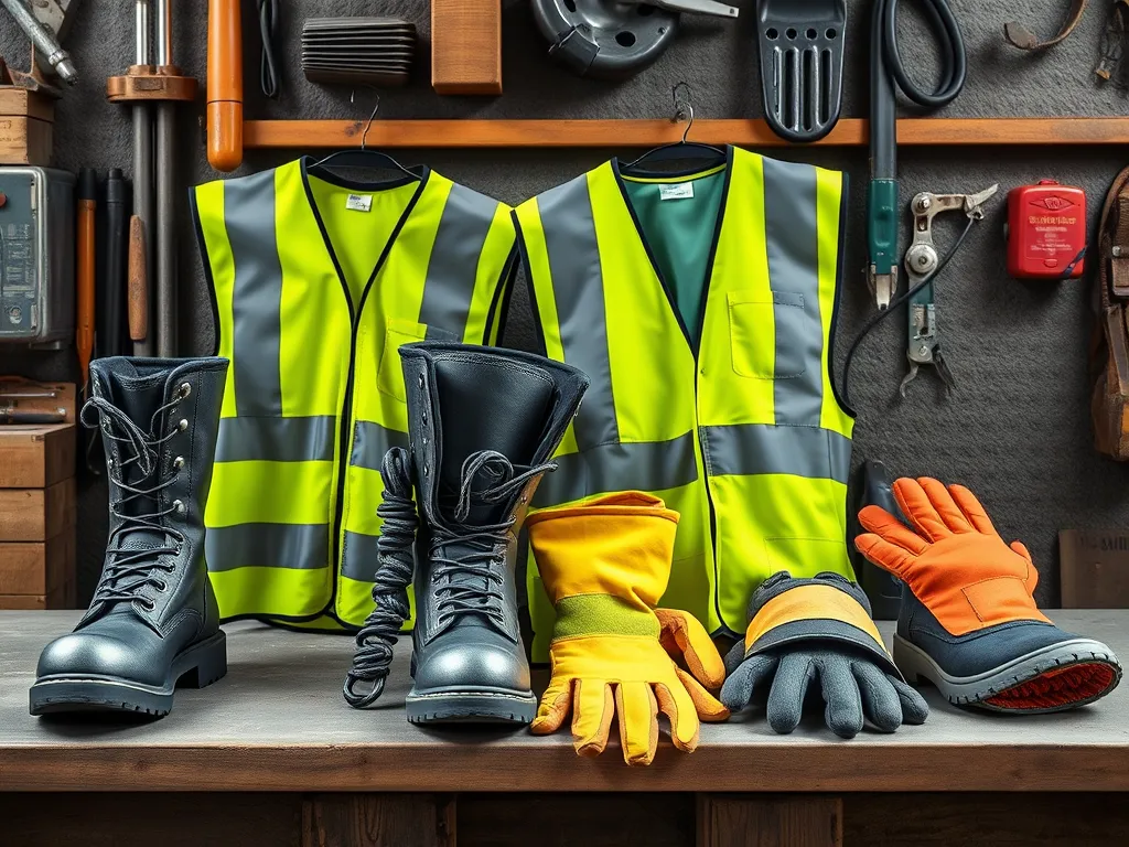 Safety gear including vests, boots, and gloves for pothole filling