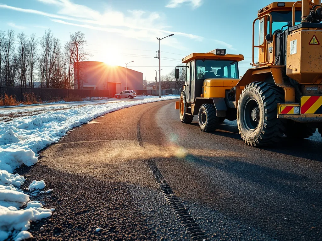 Heavy machinery repairing potholes on a road to prevent further damage