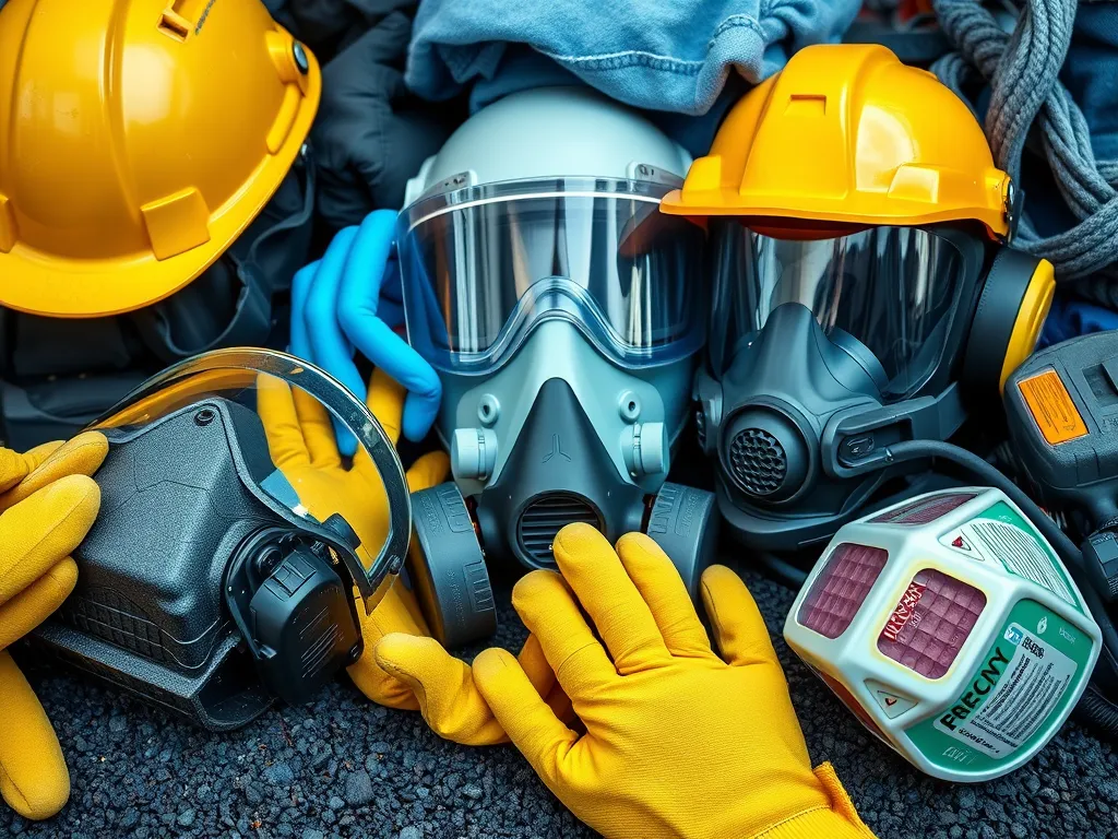 Personal protective equipment including helmets and respirators for best practices in asphalt work