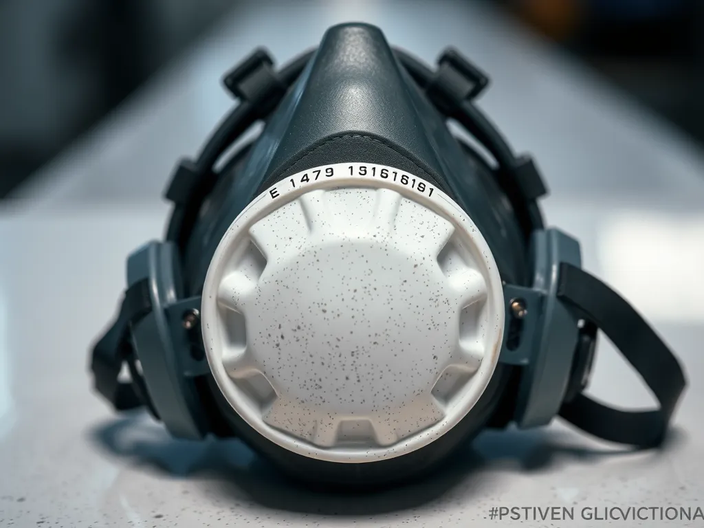Protective mask used in asphalt work to ensure safety and compliance with PPE standards.